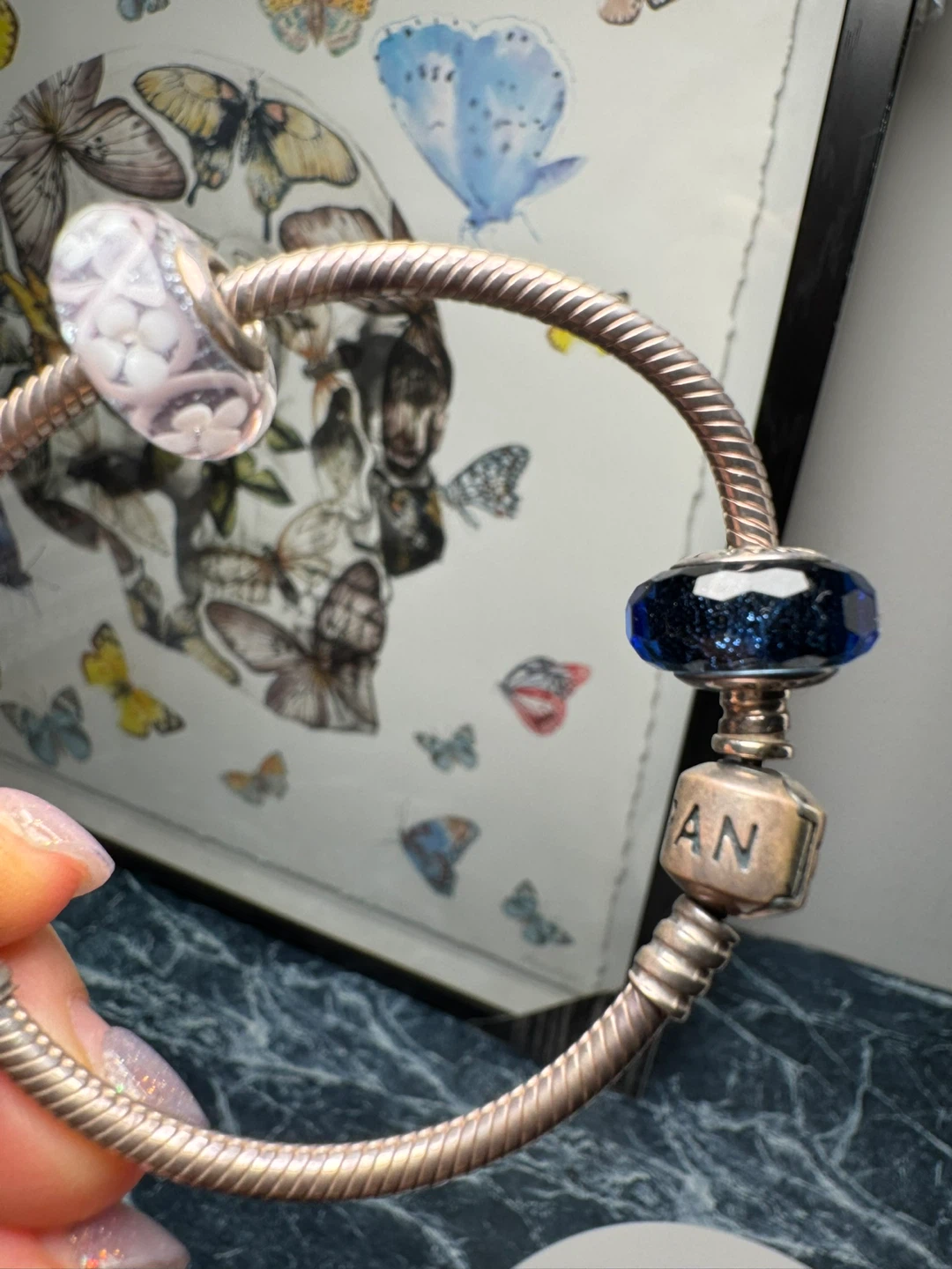 Authentic Pandora Silver Bracelet with Two Charms