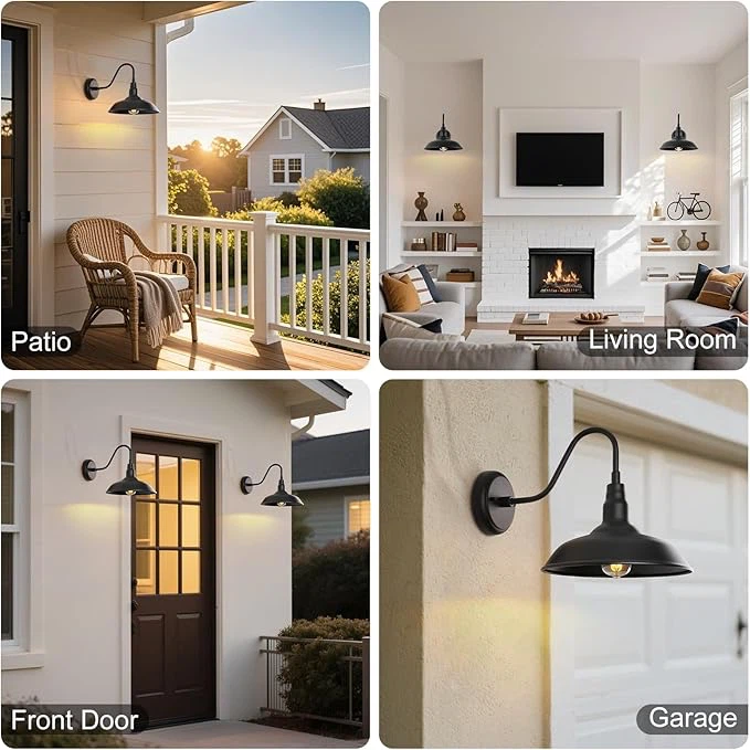 Set of 6 Black Gooseneck Wall Sconces - photo 4