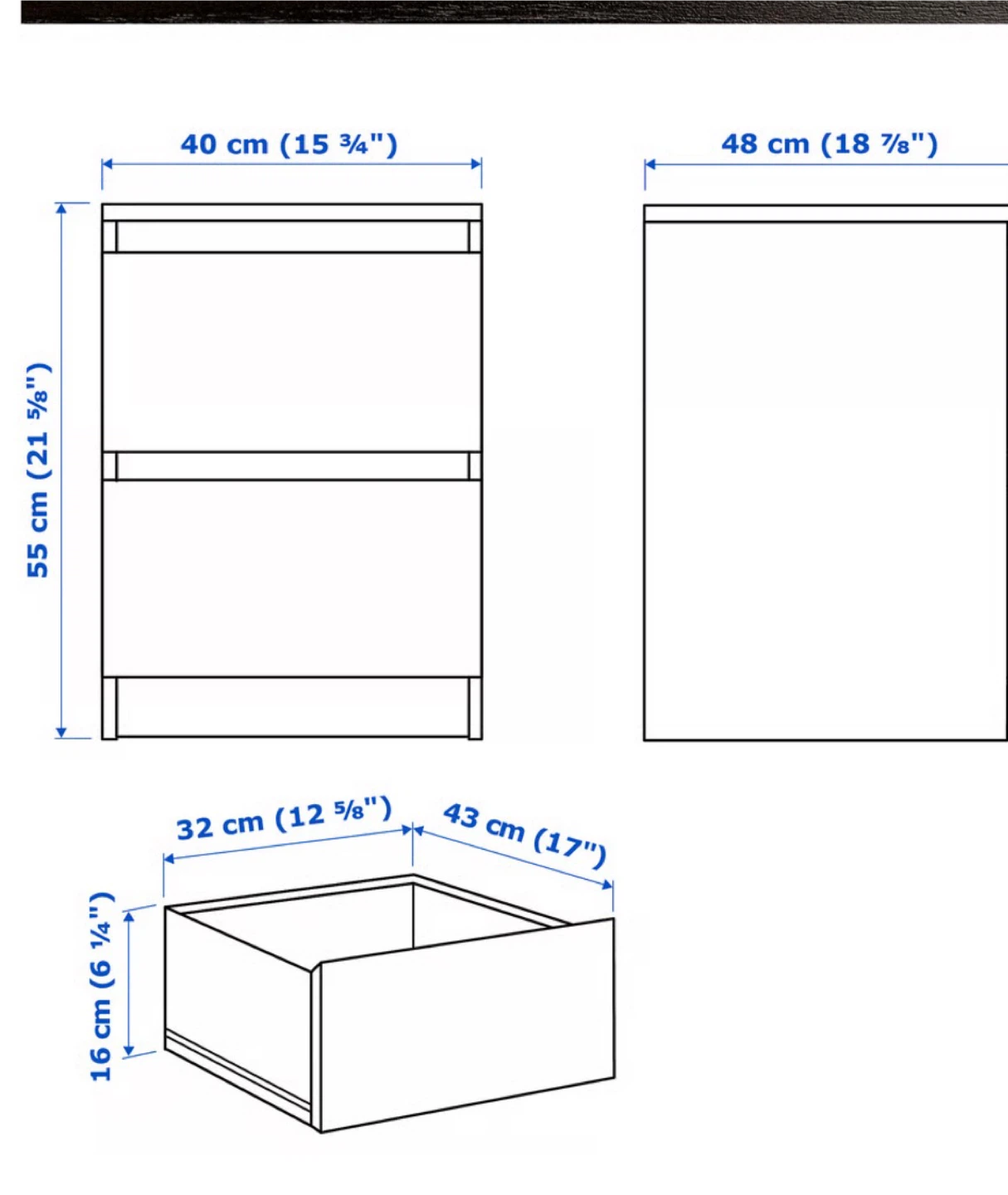 Black-Brown IKEA MALM 2-drawer chest - photo 4