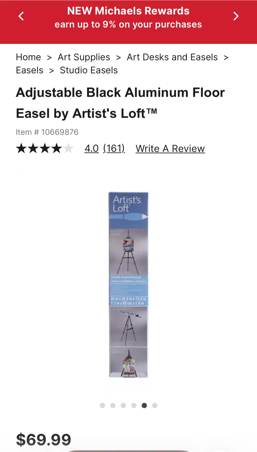Artist's Loft Adjustable Aluminium Floor Easel