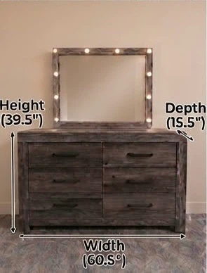 Ashley Furniture 6-Drawer Dresser with Lighted Vanity Mirror