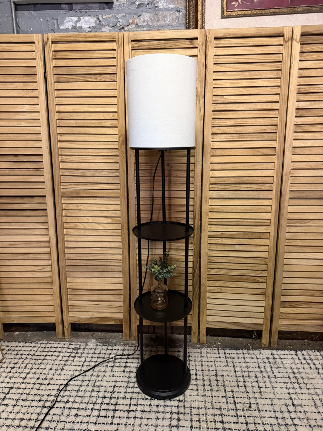 Black Floor Lamp with Shelving - photo 2