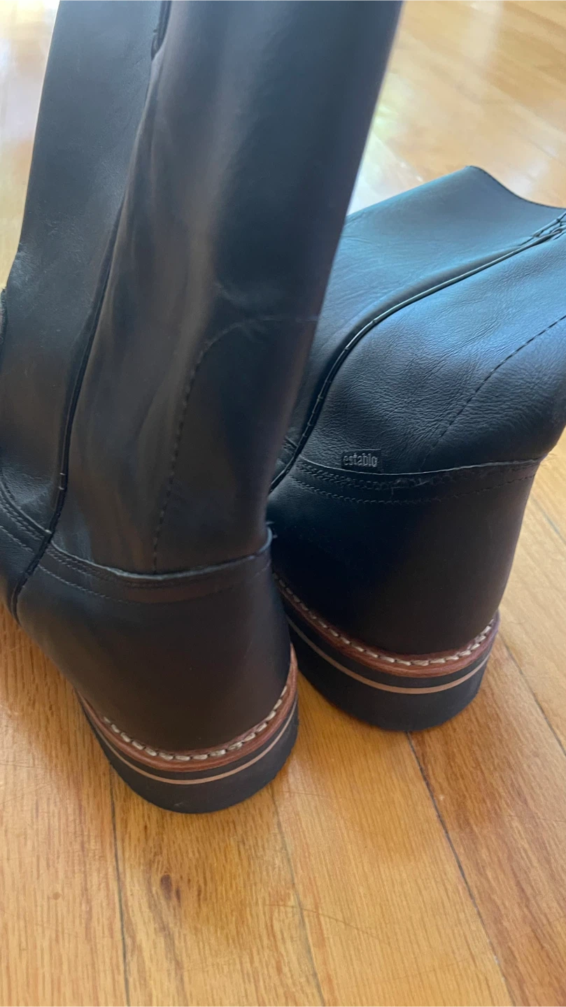 Establo Black Leather Work Boots US 9.5 - photo 5