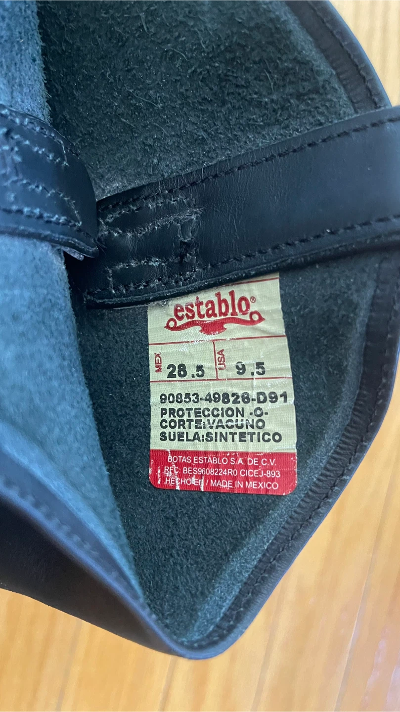 Establo Black Leather Work Boots US 9.5 - photo 2