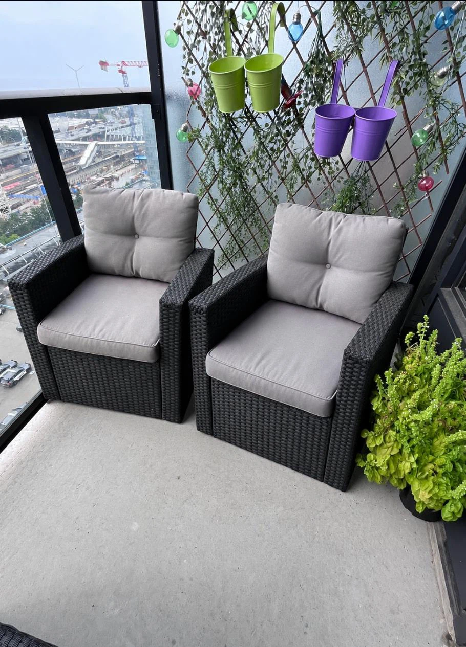 Black Wicker Patio Set with Cushions - photo 3