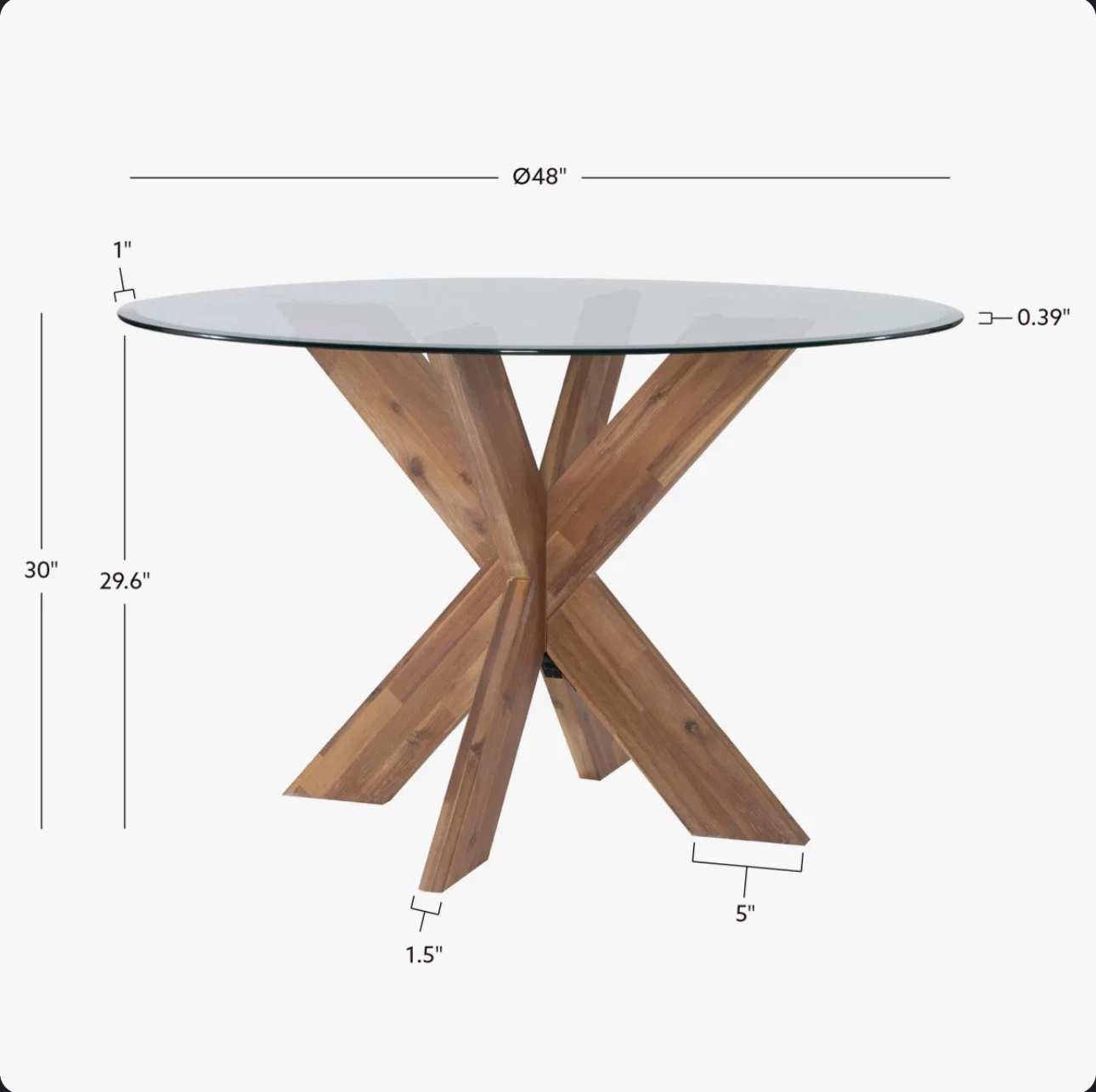 WAYFAIR ASTRID 48” GLASS TOP DINING TABLE - photo 3
