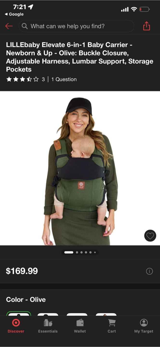 LILLEbaby Elevate 6-in-1 Baby Carrier - Olive