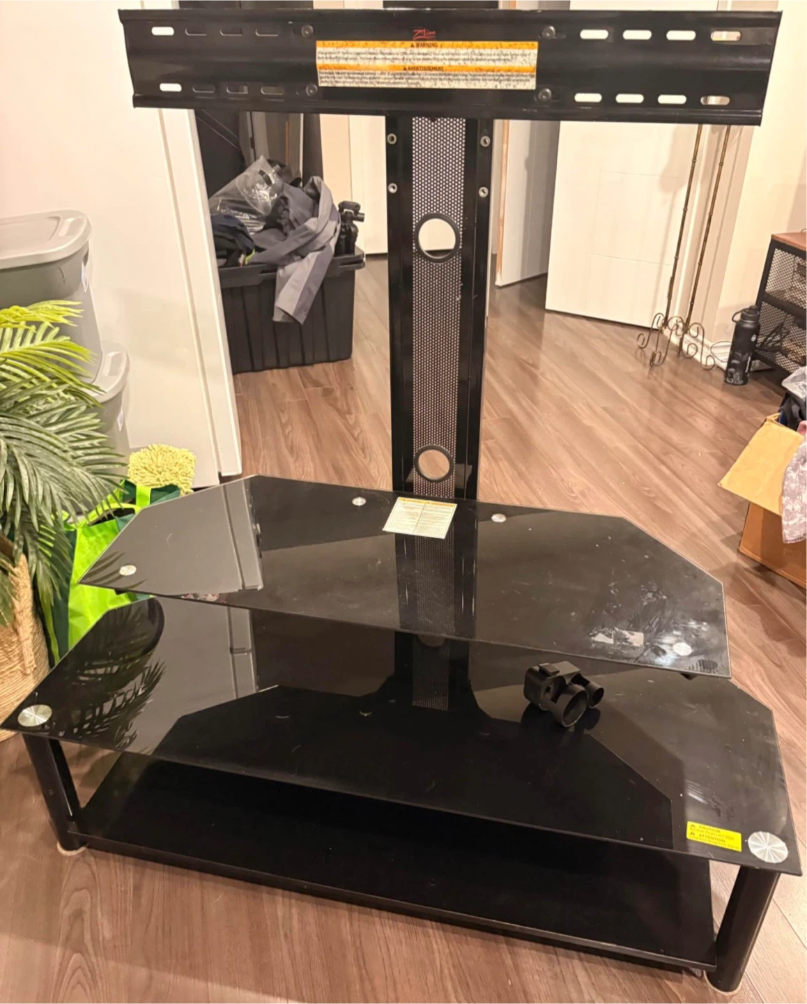 Z-Line Black Glass TV Stand with Mount