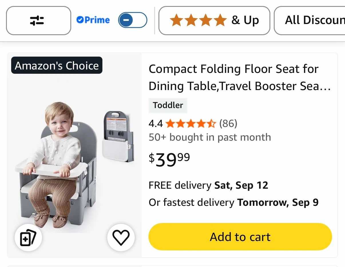 Compact Folding Toddler Floor Seat and Booster