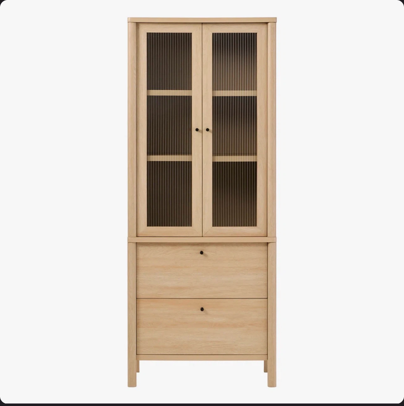 CHUEYEE FLUTED GLASS BOOKSHELF CABINET (Read Description) - photo 2