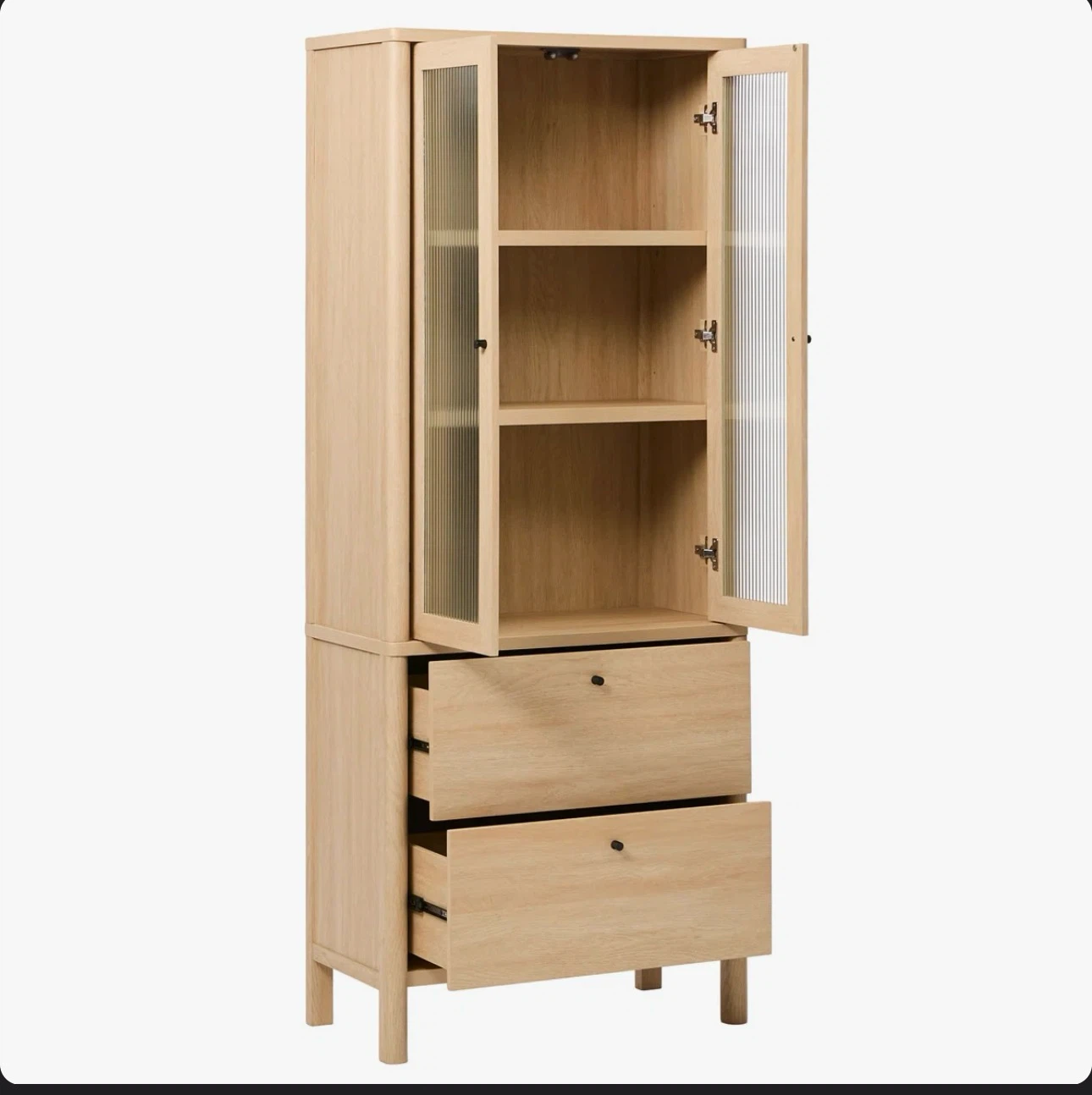 CHUEYEE FLUTED GLASS BOOKSHELF CABINET (Read Description) - photo 3