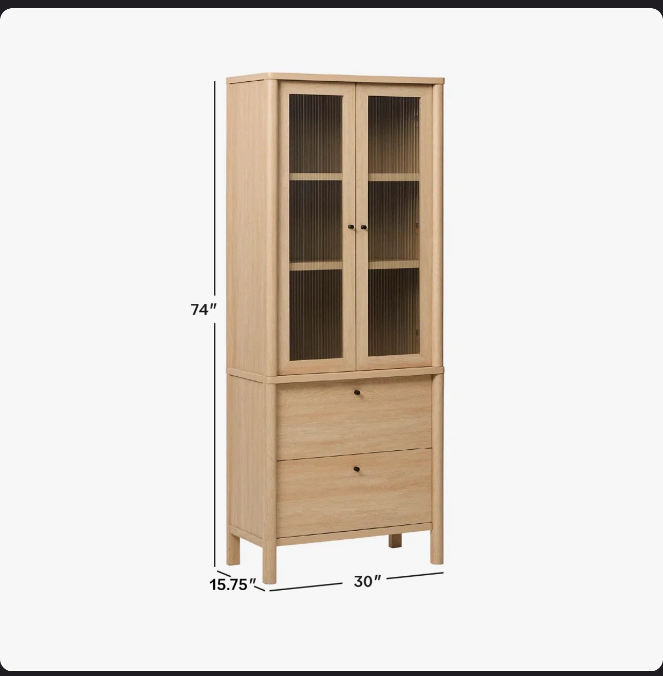 CHUEYEE FLUTED GLASS BOOKSHELF CABINET (Read Description) - photo 5