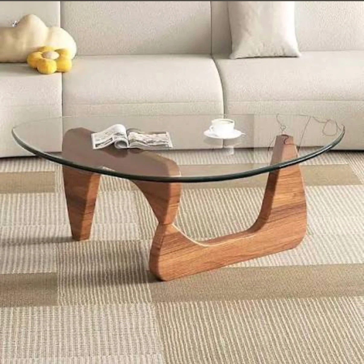Noguchi styled Coffee Table with Oak Legs