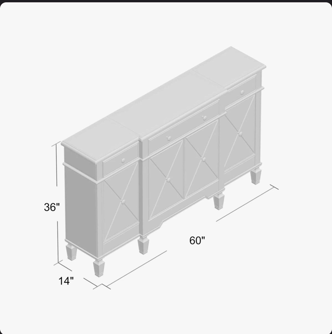 WAYFAIR CAILA 3-DRAWER SIDEBOARD / BUFFET( Read Description) - photo 2