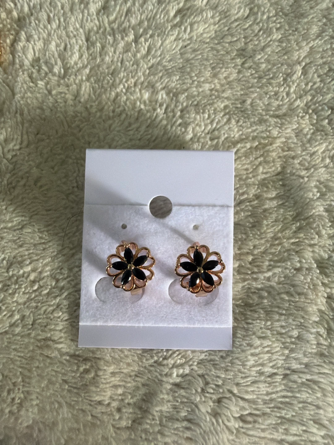 Rose Gold Tone Flower Hoop Earrings