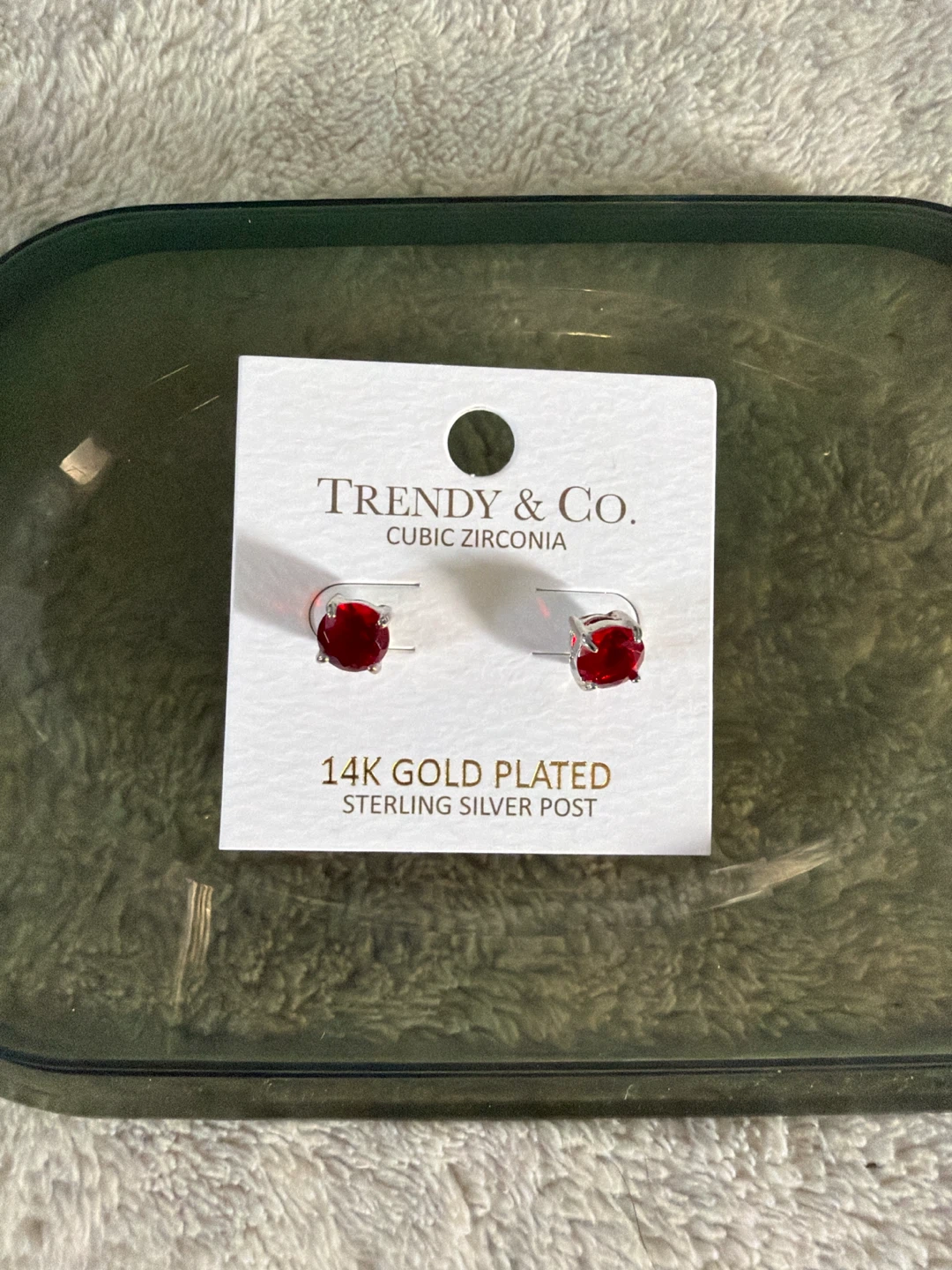 Trendy & Co. Red Cubic Zirconia Stud Earrings