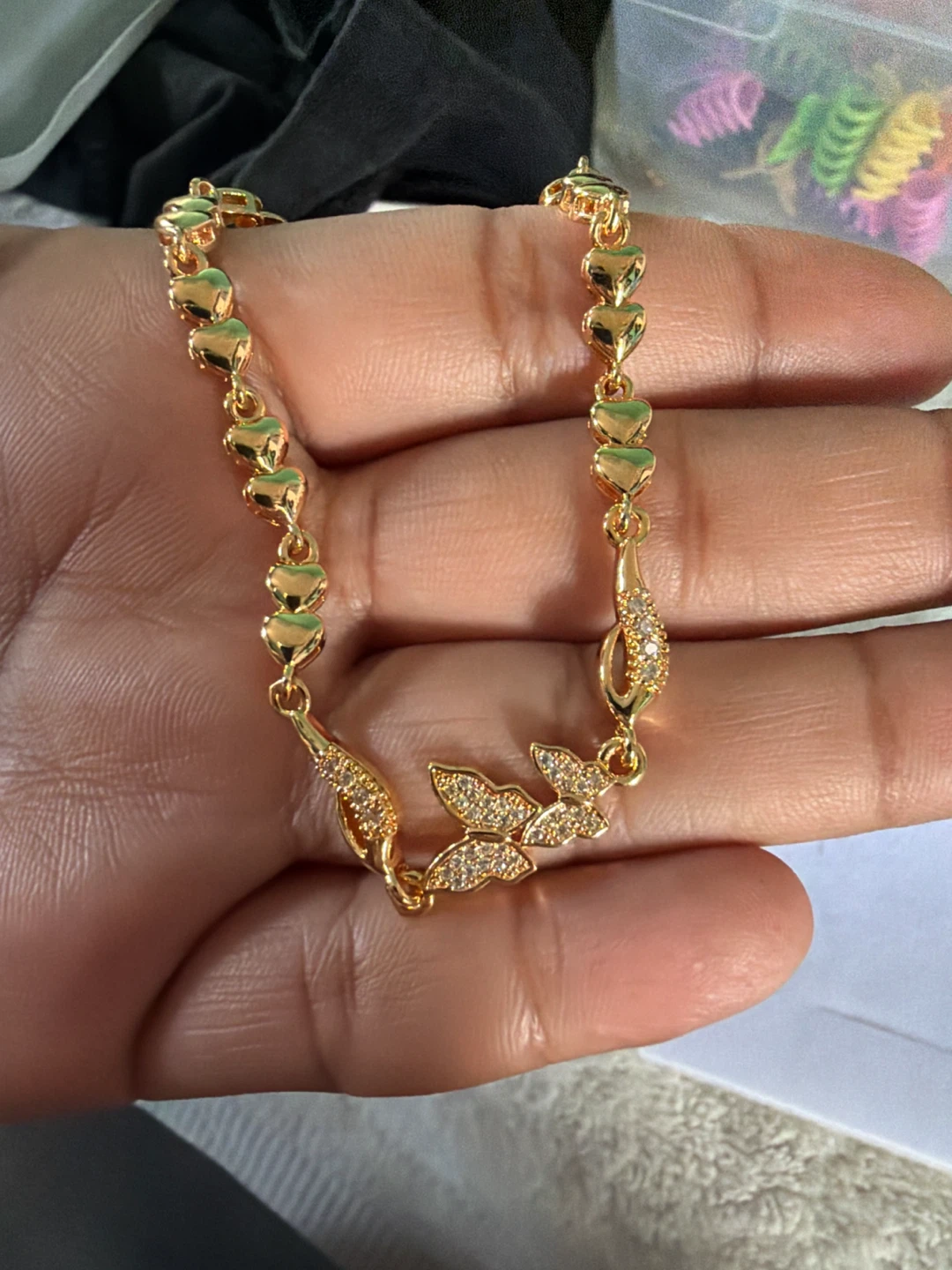 Gold Tone Heart and Butterfly Bracelet - photo 2