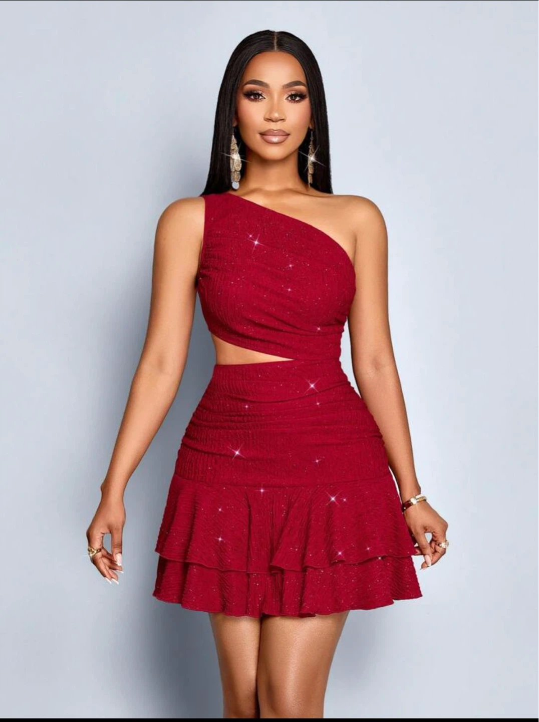 One-Shoulder Cutout Mini Dress
