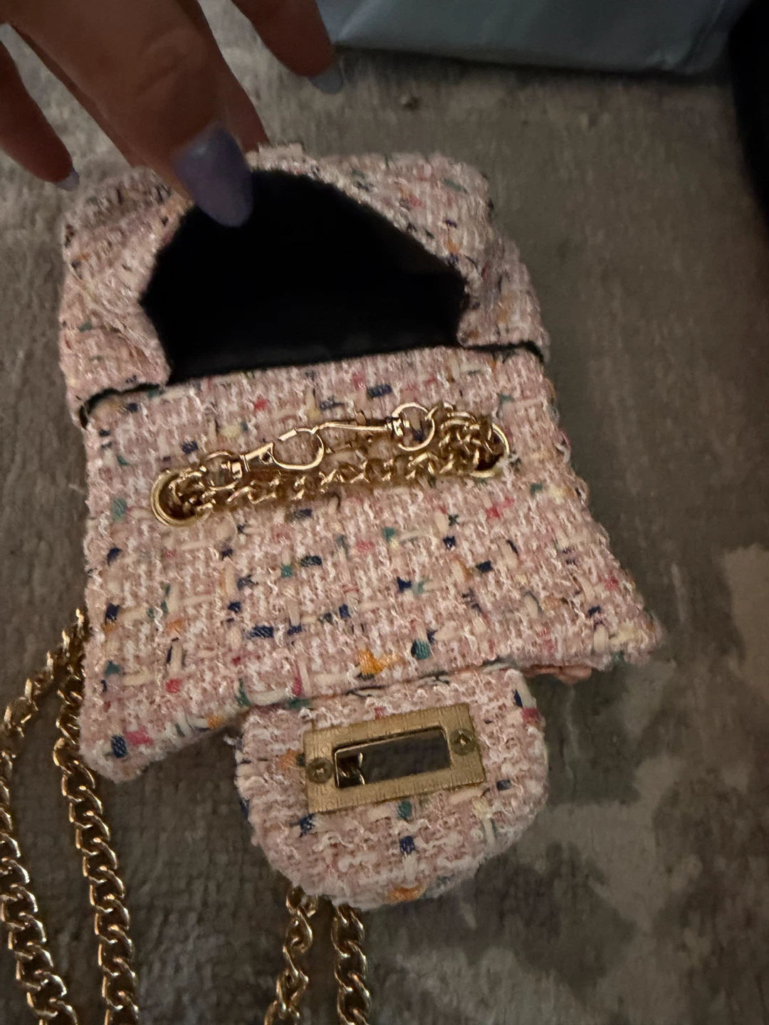Pink Tweed Floral Mini Crossbody Bag - photo 2