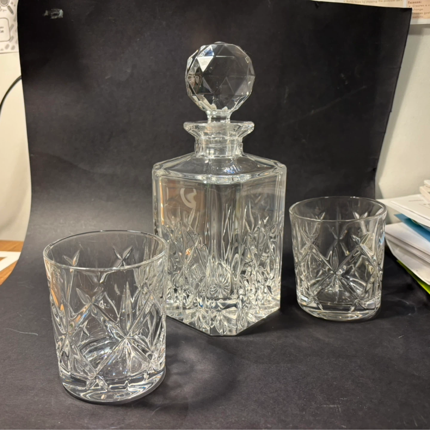 Bohemia Crystal Decanter set (800ml) with Two Crystal Glasses