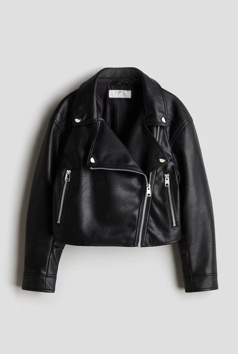 H&M Black Faux Leather Biker Jacket