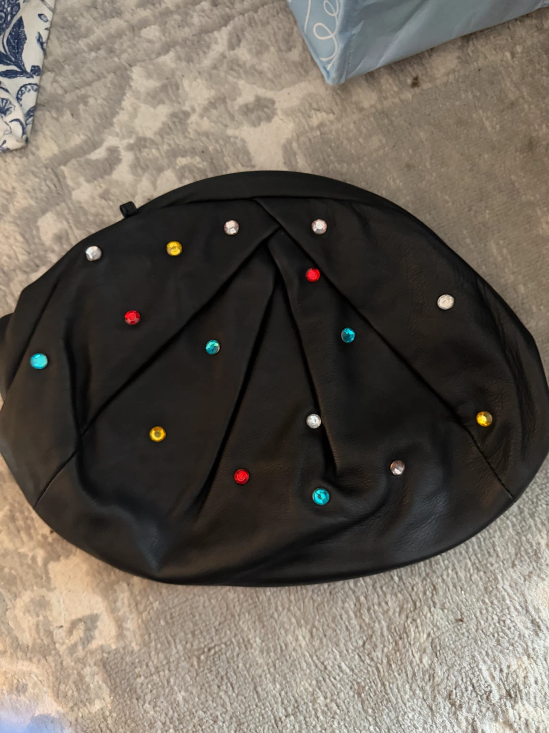 Nunoo Black Leather Handbag with Gemstone Accents - photo 4