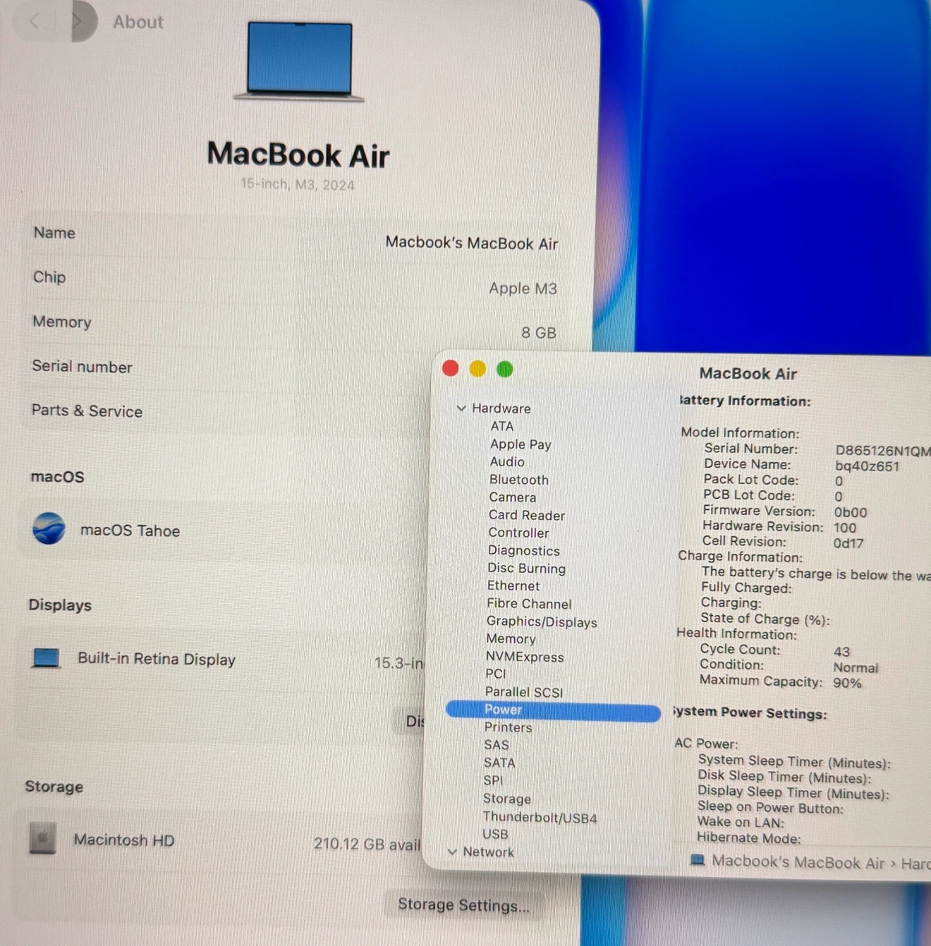 M3 / 15" Macbook Air 2024 / 90% Battery - *AppleCare+** - photo 5