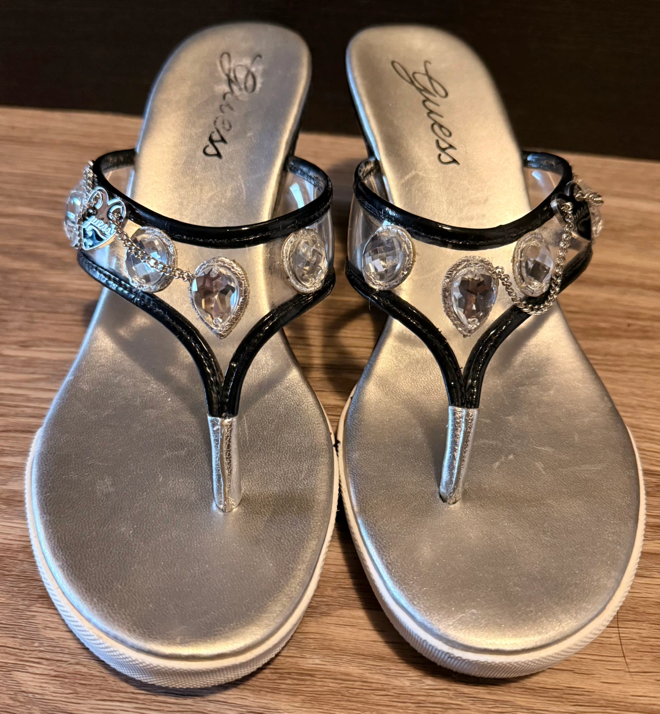 Gently Worn • GUESS • Rhinestone Embellished Charmed WEDGES