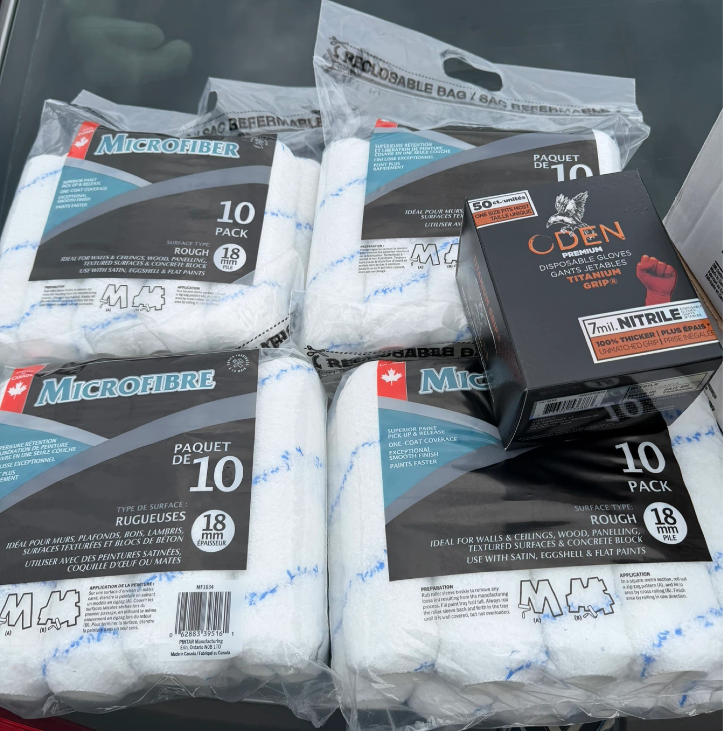 Microfiber Paint Roller Covers and Oden Nitrile Gloves