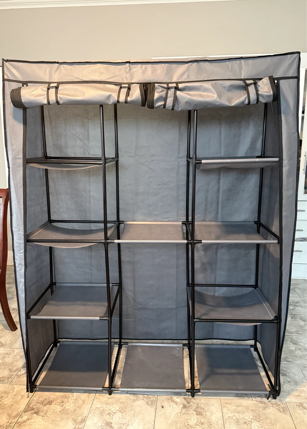 Portable Grey Fabric Closet Organizer