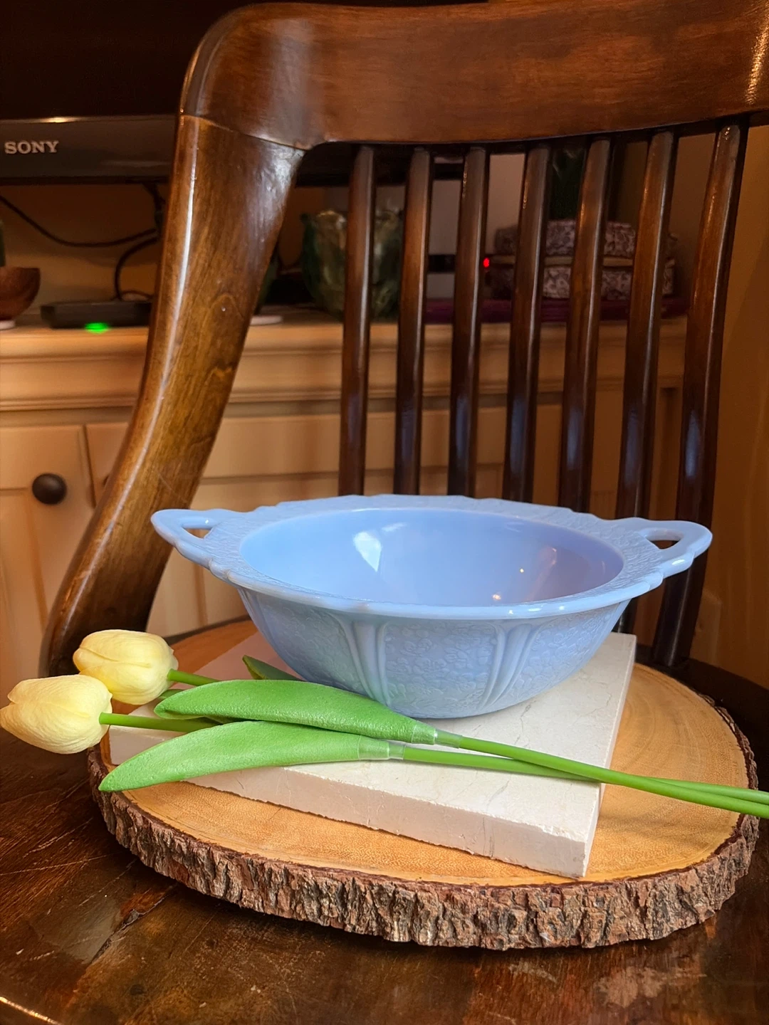 Vintage Light Blue Milk Glass Bowl