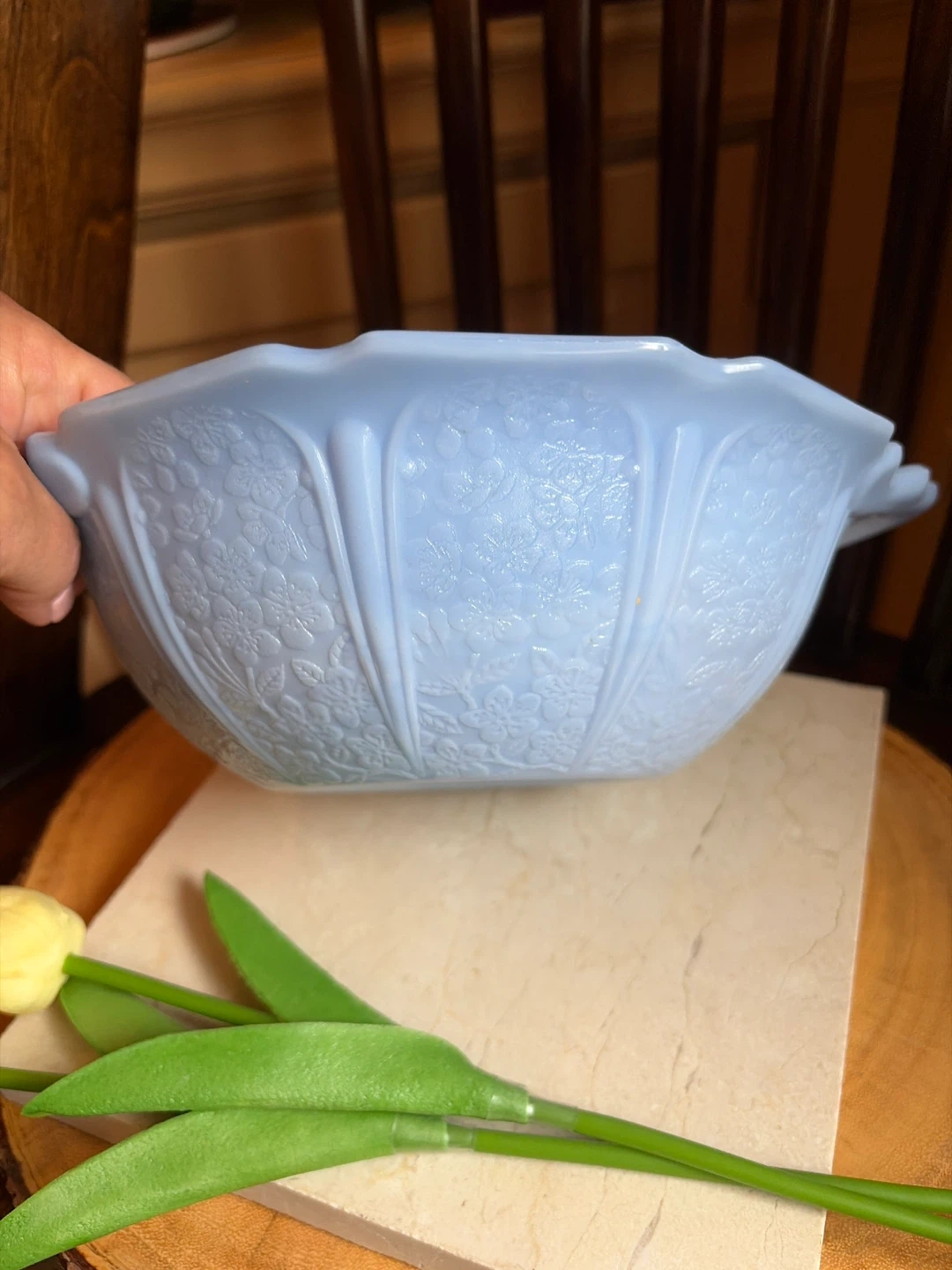 Vintage Light Blue Milk Glass Bowl - photo 2