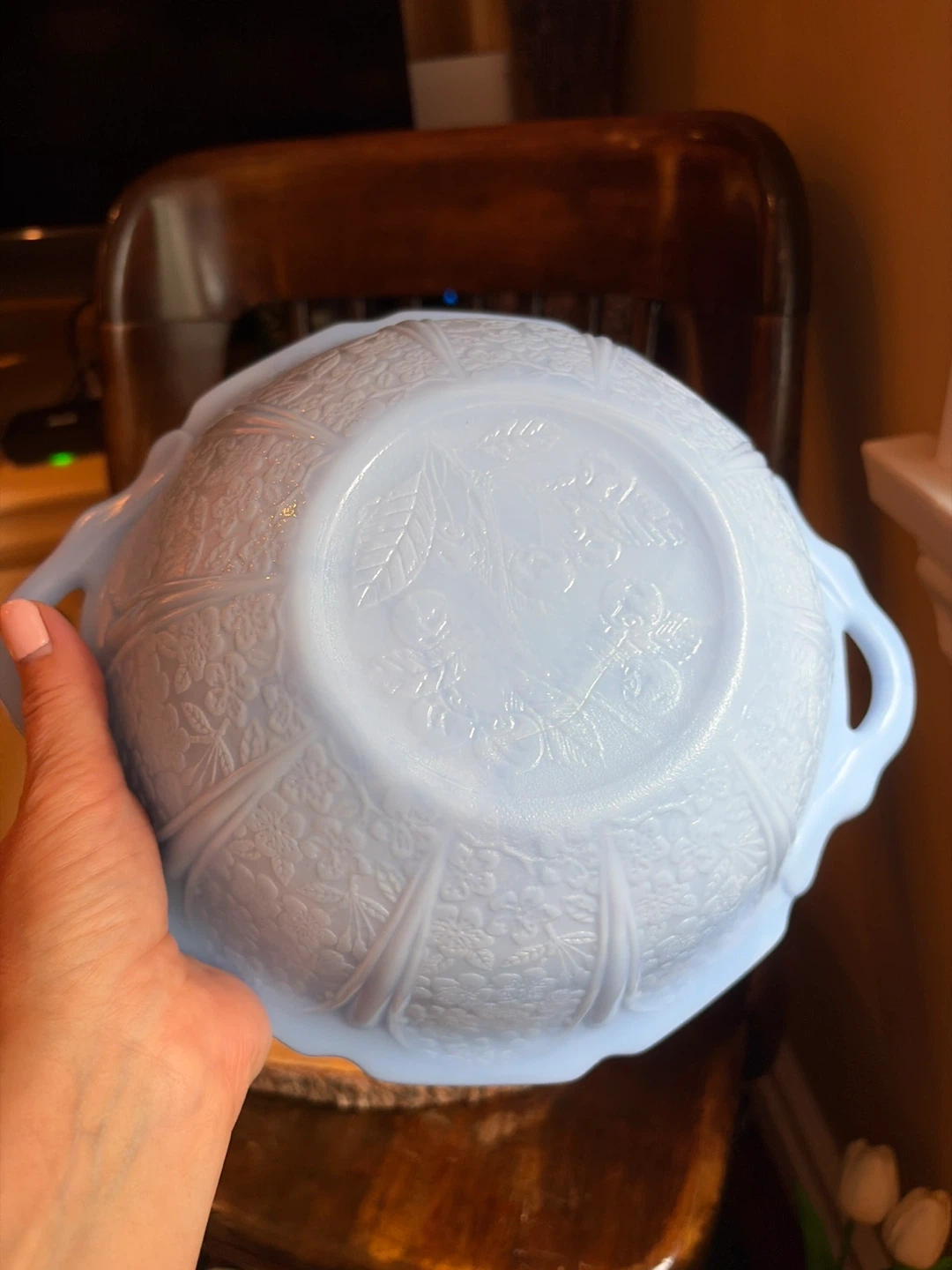Vintage Light Blue Milk Glass Bowl - photo 3