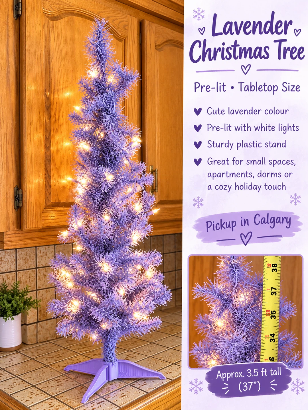 Lavender Pre-lit Tabletop Christmas Tree