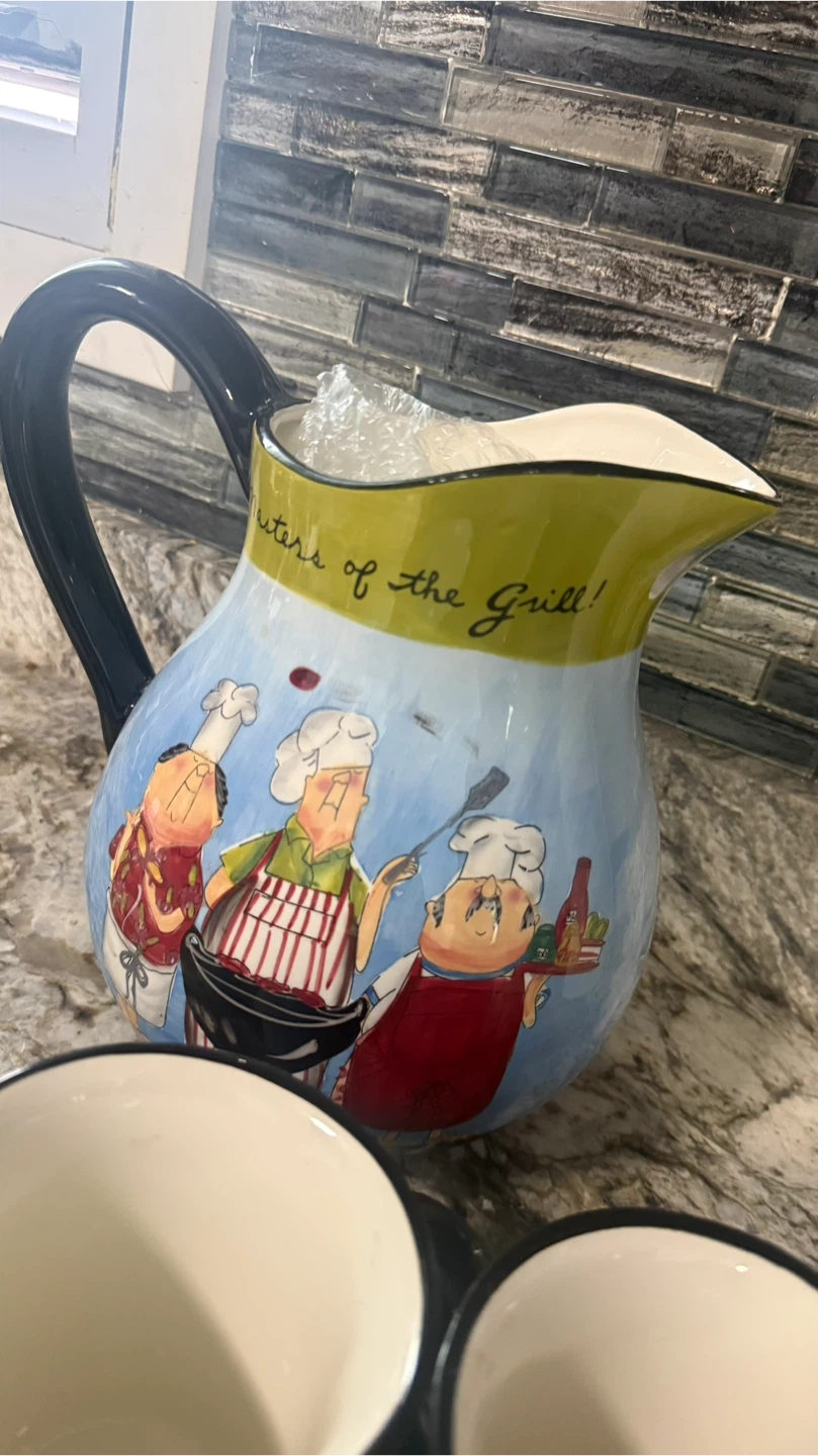 Masters of the Grill Ceramic Pitcher and Mug Set - photo 2