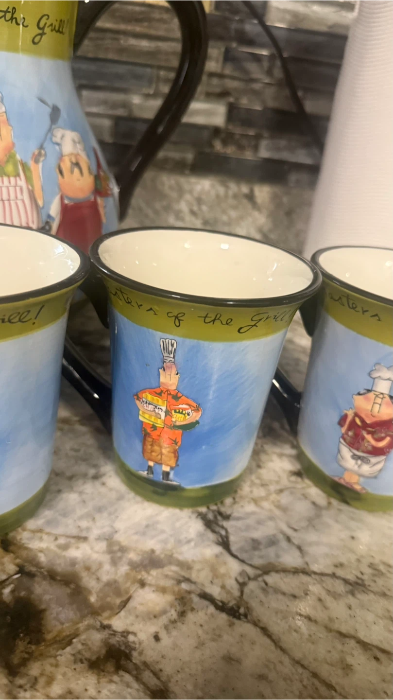 Masters of the Grill Ceramic Pitcher and Mug Set - photo 5