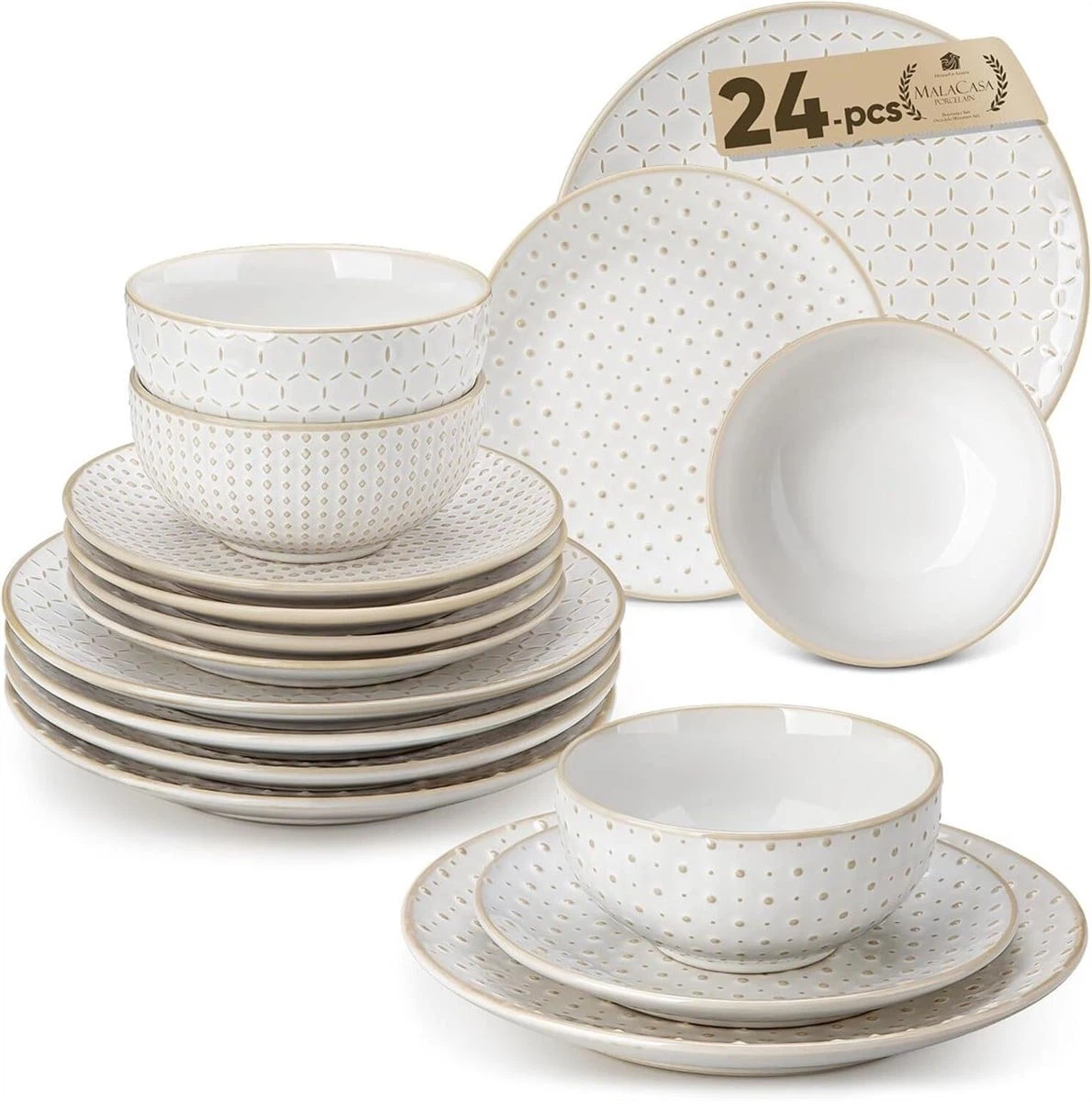 Malacasa 24-piece Porcelain Dinnerware Set