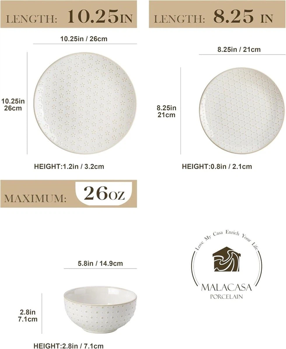 Malacasa 24-piece Porcelain Dinnerware Set - photo 2