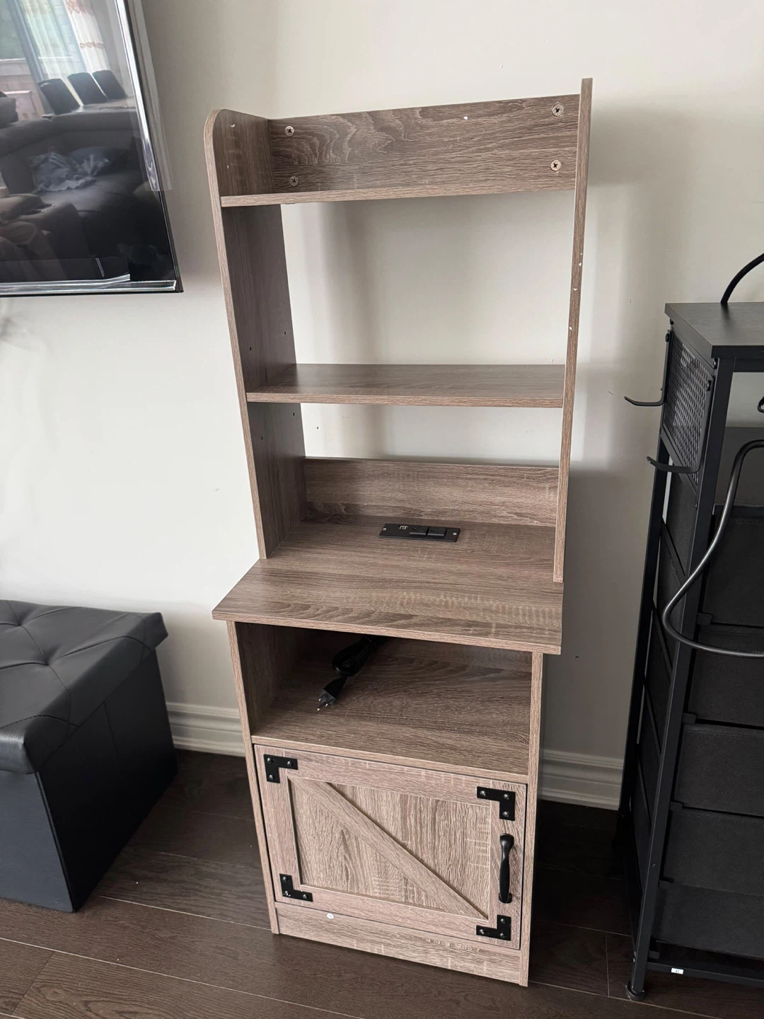 Rustic Wood Shelving Unit with Power Outlets - photo 3