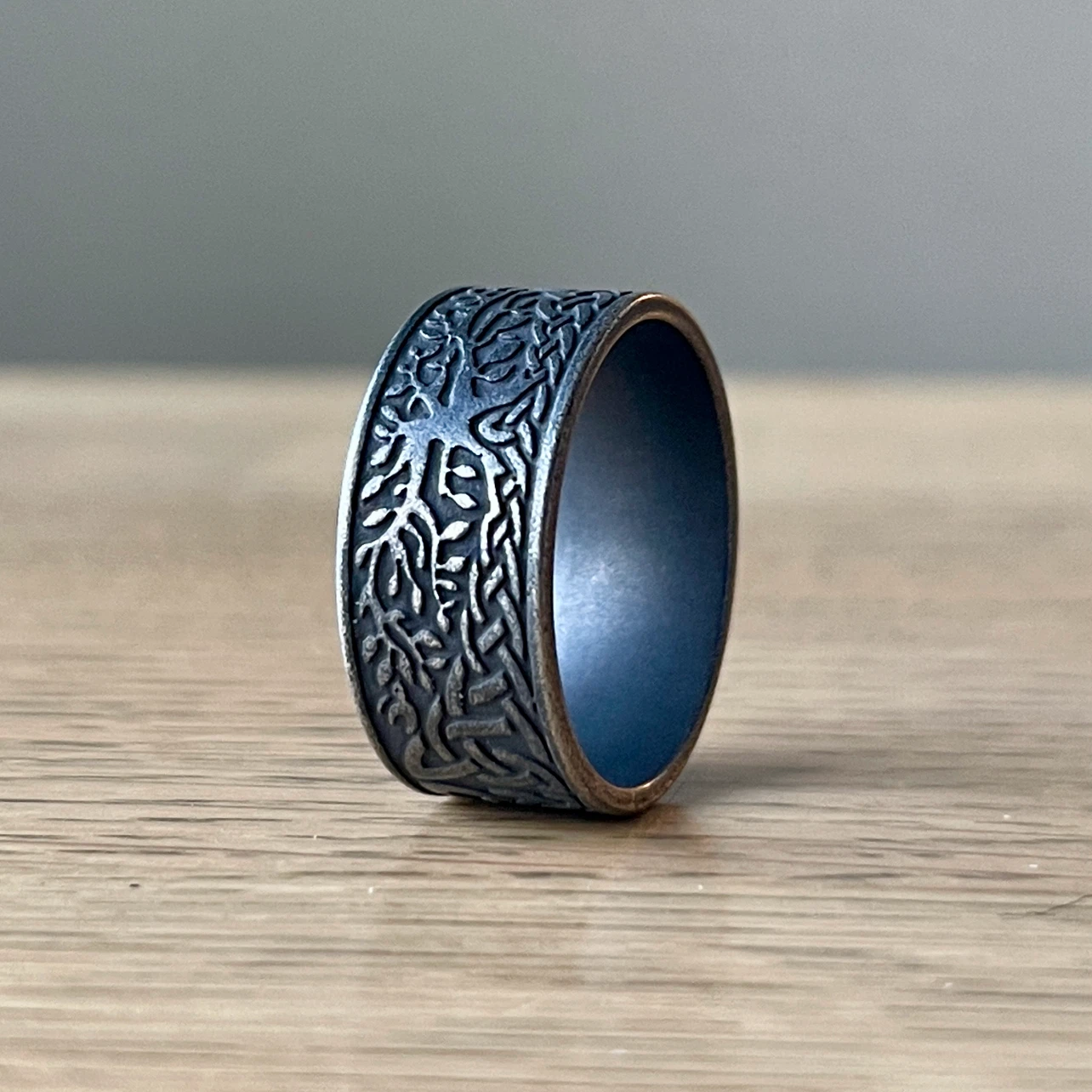 Retro style Tree of life & Celtic knot stainless ring (size 10)
