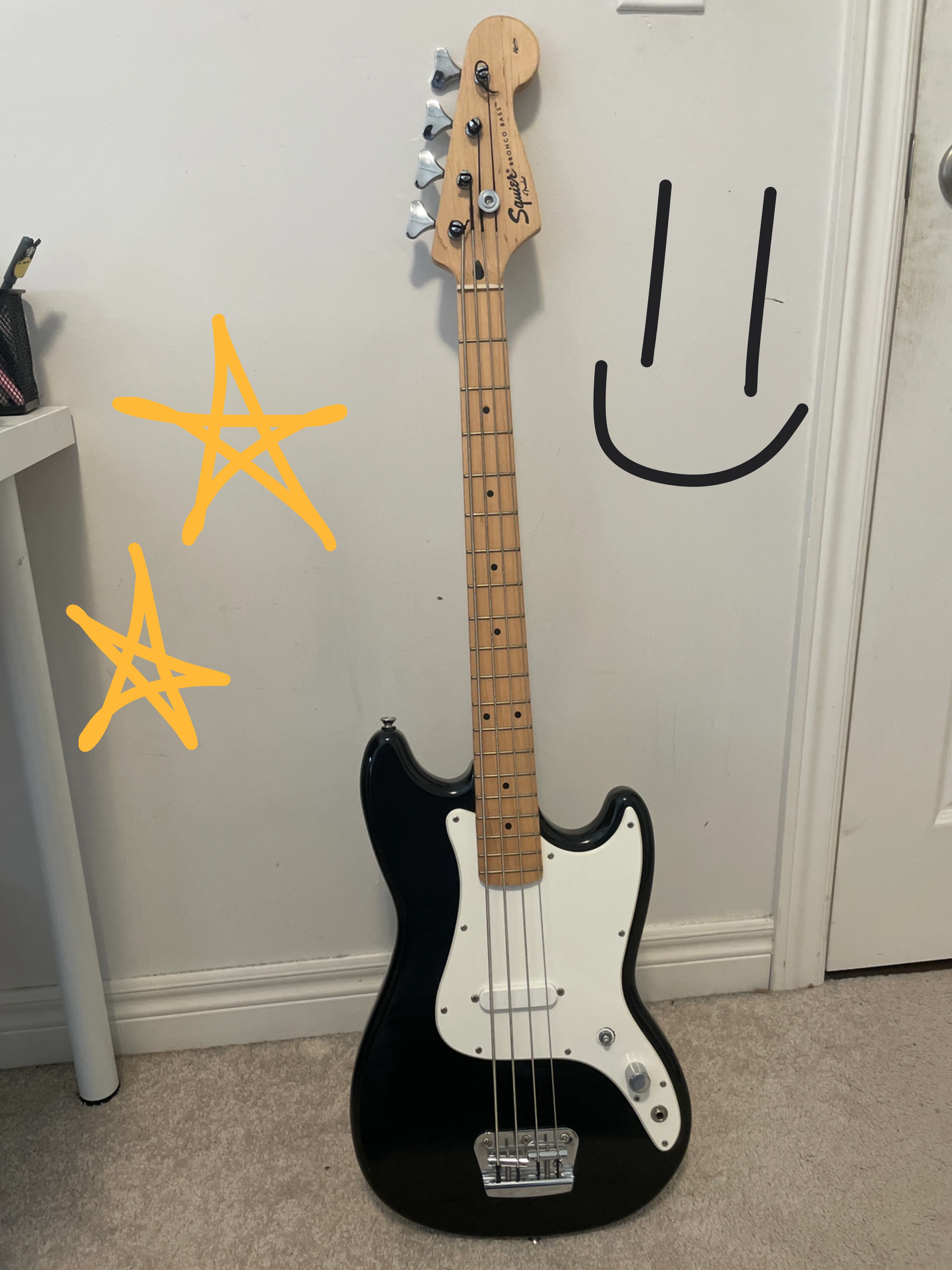 Squier Bass Guitar & Case w/ FREE guitar course book