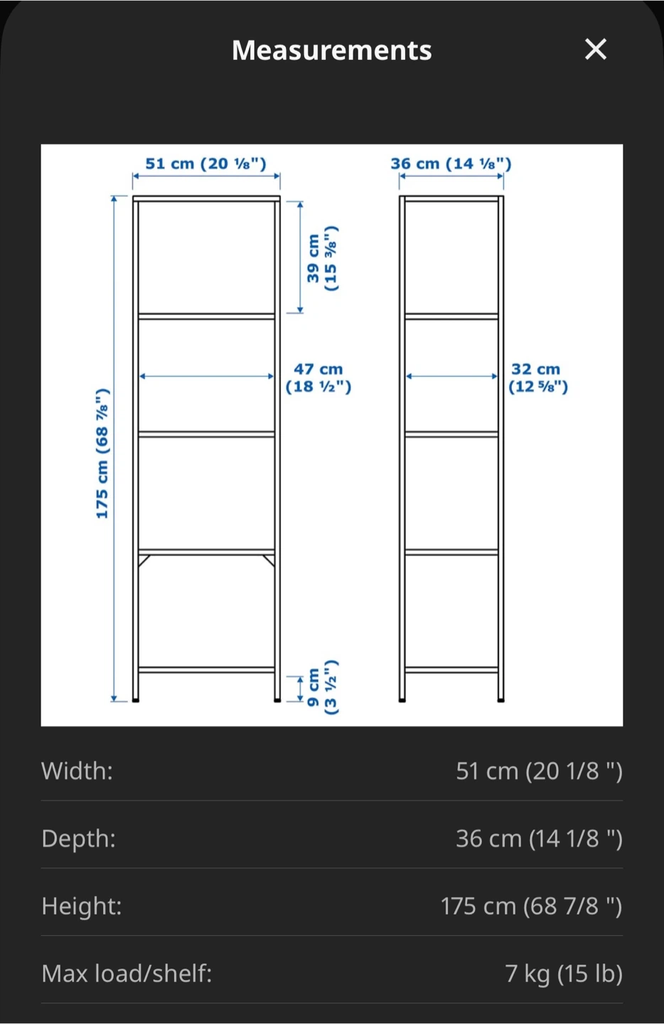 IKEA VITTSJÖ Shelf Unit 51cm by 36cm by 175cm - photo 4