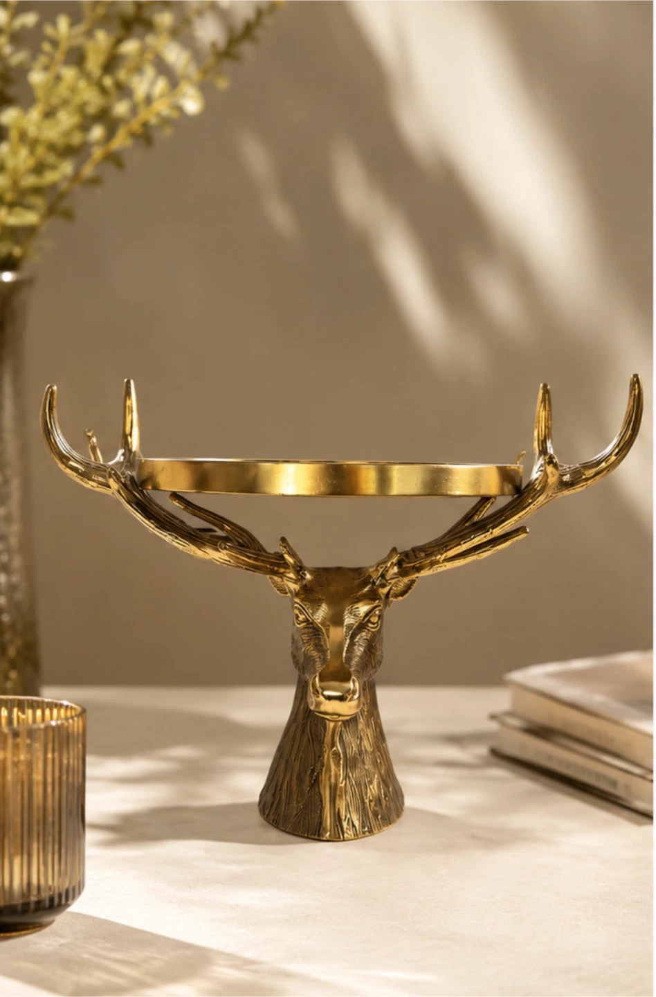 Gold Deer Head Decorative Tray