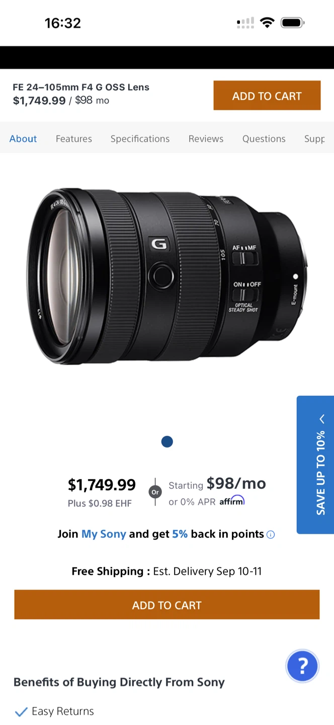 Sony FE 24-105mm F4 G OSS Lens
