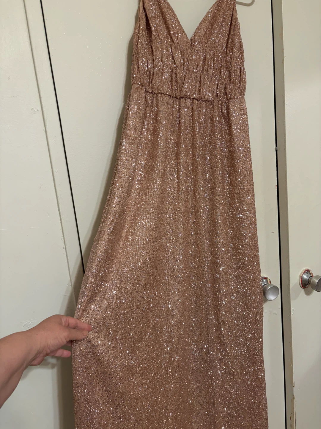 Sparkly Rose Gold Sequin Maxi Dress - photo 2
