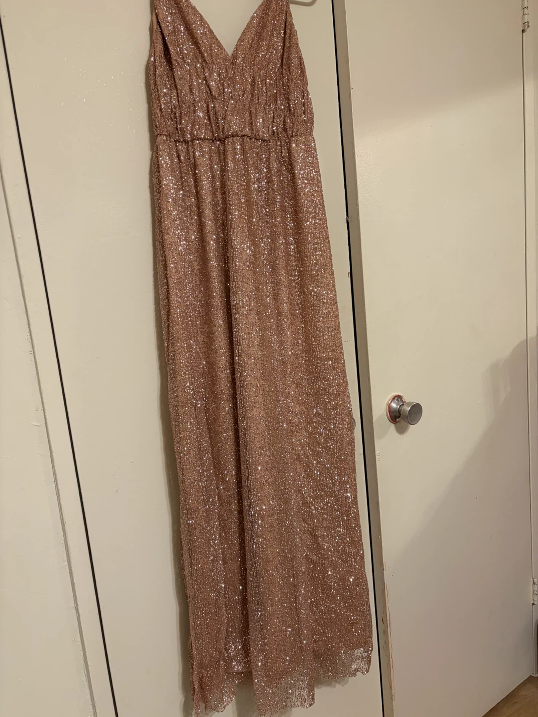 Sparkly Rose Gold Sequin Maxi Dress - photo 3