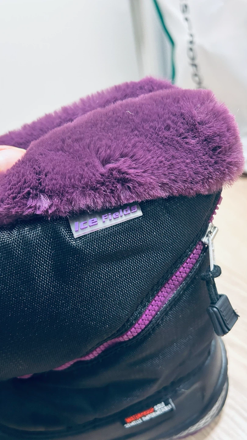 Girls Waterproof Winter Boots – Size 3 – Black & Purple - photo 3