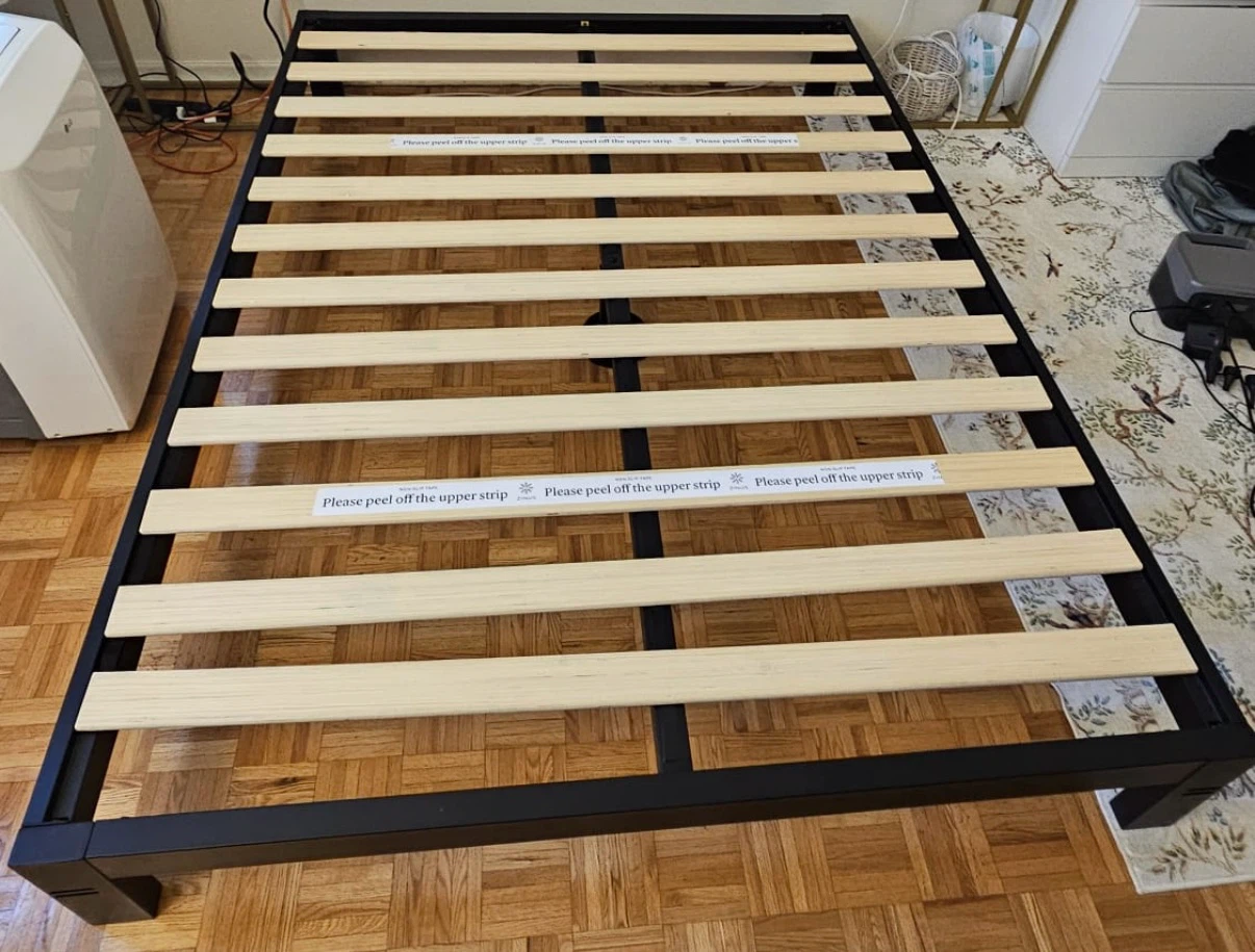 Queen - Ikea Black Metal Bed Frame with wood slats