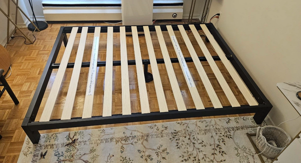 Queen - Ikea Black Metal Bed Frame with wood slats - photo 2