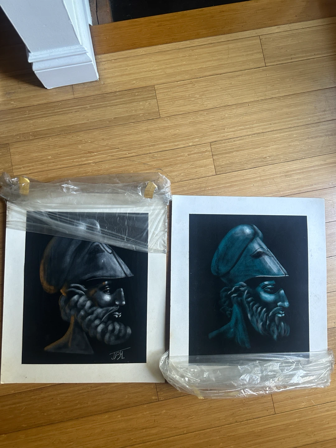 ORIGINAL VINTAGE GREEK PERICLES PORTAIT ANTIQUE VELVET PAINTING - photo 3